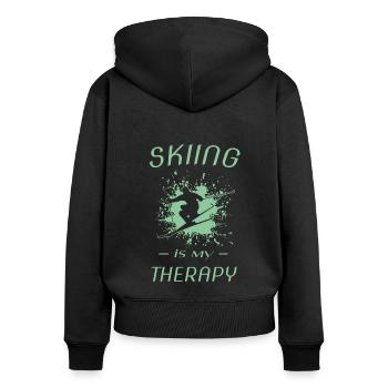 Skiing - Frauen Premium Bio Zip Hoodie - Schwarz - Hinten - Julia (174cm)