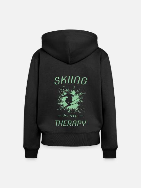 Skiing - Frauen Premium Bio Zip Hoodie - Schwarz