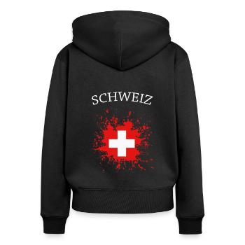 Schweiz Flagge - Frauen Premium Bio Zip Hoodie - Schwarz - Hinten - Julia (174cm)