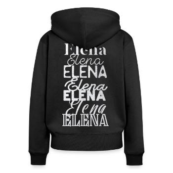 Elena - Frauen Premium Bio Zip Hoodie - Schwarz - Hinten - Julia (174cm)