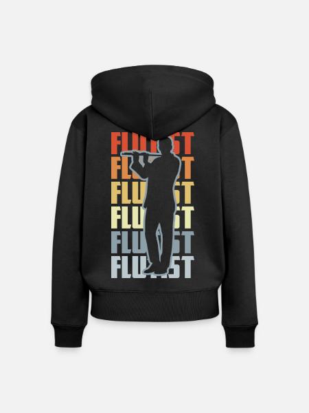 Retro Flötist - Frauen Premium Bio Zip Hoodie - Schwarz