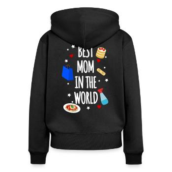 Beste Mama - Frauen Premium Bio Zip Hoodie - Schwarz - Hinten - Julia (174cm)