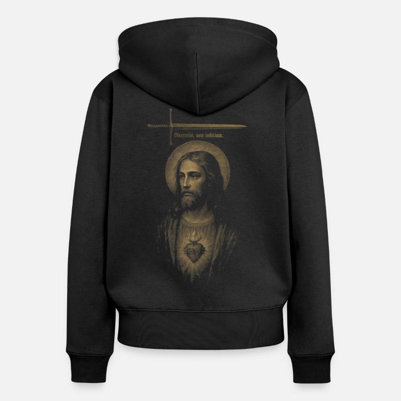 Le discernement, pas le jugement. - Sweat à capuche zippé Premium bio Femme - noir