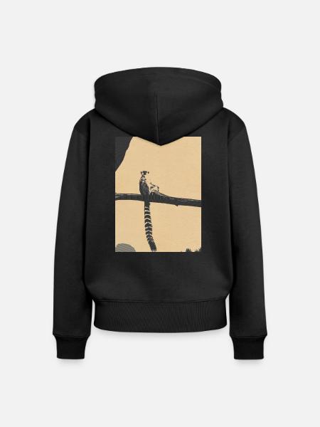 lemur2 - Frauen Premium Bio Zip Hoodie - Schwarz