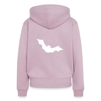 Fledermaus - Frauen Premium Bio Zip Hoodie - Altrosa - Hinten - Julia (174cm)