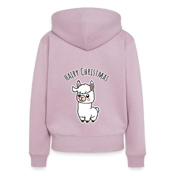 Hairy Christmas Christmas Alpaca with Blow Dryer Wave - Women's Premium Organic Zip Hoodie - dusky pink - Back - Julia (174cm)