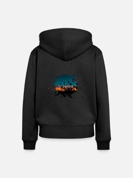 Stadt - Frauen Premium Bio Zip Hoodie - Schwarz