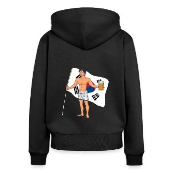 Hot Boy sud-coréen - Sweat à capuche zippé Premium bio Femme - noir - Dos - Julia (174cm)