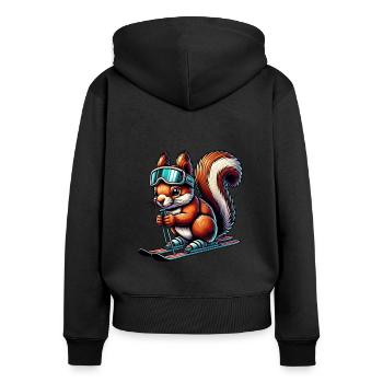 Skis, Sport, Squirrel, Nuts, Animal Lovers - Women's Premium Organic Zip Hoodie - black - Back - Julia (174cm)