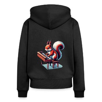 Piano, Musique, Écureuil, Noix, Amoureux Des Animaux - Sweat à capuche zippé Premium bio Femme - noir - Dos - Julia (174cm)