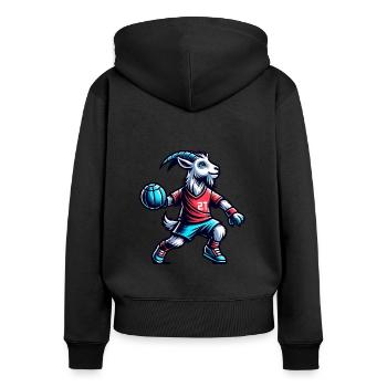 Amoureux de la chèvre et d’équipe handball - Sweat à capuche zippé Premium bio Femme - noir - Dos - Julia (174cm)