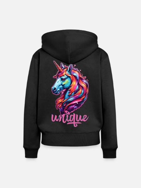 Unique - Frauen Premium Bio Zip Hoodie - Schwarz