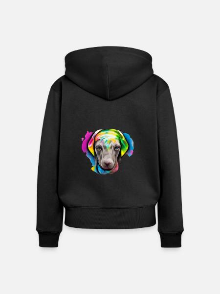 Weimaraner in Farbe - Frauen Premium Bio Zip Hoodie - Schwarz