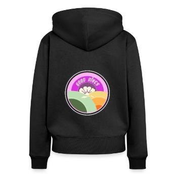 Good vibes - Sweat à capuche zippé Premium bio Femme - noir - Dos - Julia (174cm)