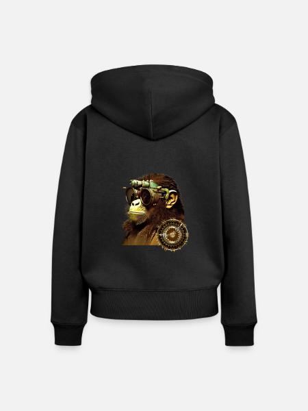Zeitreisender - Frauen Premium Bio Zip Hoodie - Schwarz