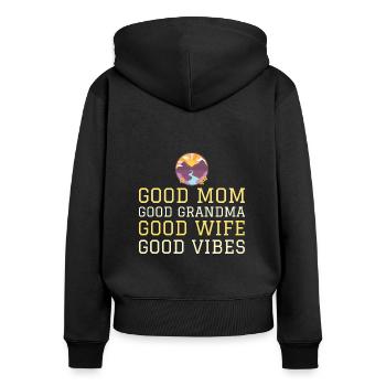 Good mom, good grandma, good wife - Sweat à capuche zippé Premium bio Femme - noir - Dos - Julia (174cm)