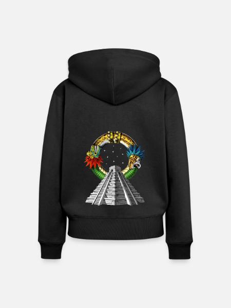 Antike aztekische Pyramide - Frauen Premium Bio Zip Hoodie - Schwarz