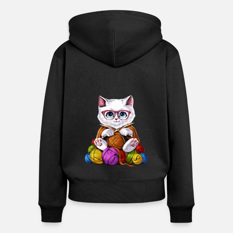Crochet pour chat - Sweat à capuche zippé Premium bio Femme - noir