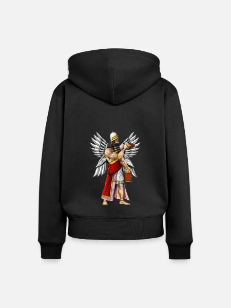 Sumerischer Gott Enki - Frauen Premium Bio Zip Hoodie - Schwarz
