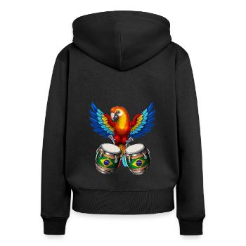 Perroquet brésilien - Sweat à capuche zippé Premium bio Femme - noir - Dos - Julia (174cm)