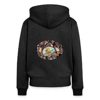 Ein Pärchen beim Sonnenuntergang - Frauen Premium Bio Zip Hoodie - Schwarz - Hinten - Julia (174cm)