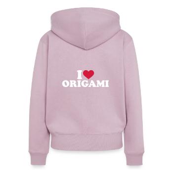 Origami - Sweat à capuche zippé Premium bio Femme - rose poudré - Dos - Julia (174cm)