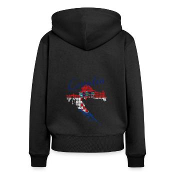 Croatia Flag - Frauen Premium Bio Zip Hoodie - Schwarz - Hinten - Julia (174cm)