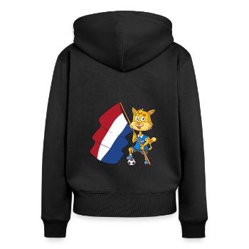 Chat fan hollandais - Sweat à capuche zippé Premium bio Femme - noir - Dos - Julia (174cm)