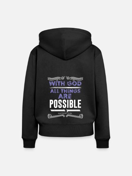 bibel gott alles möglich - Frauen Premium Bio Zip Hoodie - Schwarz