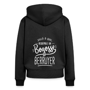 bogosse Berruyer cadeau bourges 66 - Sweat à capuche zippé Premium bio Femme - noir - Dos - Julia (174cm)