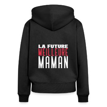 La future meilleure maman - Sweat à capuche zippé Premium bio Femme - noir - Dos - Julia (174cm)