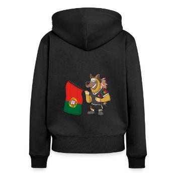 Portugal Rasta Hund - Frauen Premium Bio Zip Hoodie - Schwarz - Hinten - Julia (174cm)