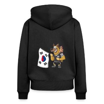 Chien rasta sud-coréen - Sweat à capuche zippé Premium bio Femme - noir - Dos - Julia (174cm)