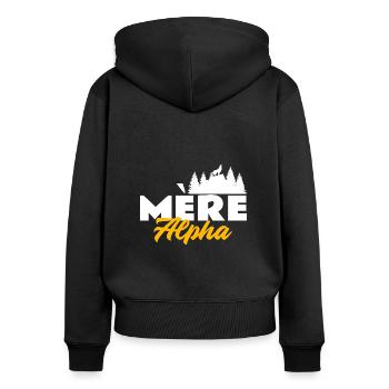 Mère alpha. Maman louve. Mama alpha - Sweat à capuche zippé Premium bio Femme - noir - Dos - Julia (174cm)