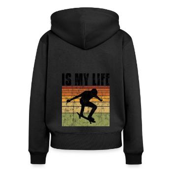 Le skate est ma vie Skateboard Skateboard Cadeau de skateboard - Sweat à capuche zippé Premium bio Femme - noir - Dos - Julia (174cm)