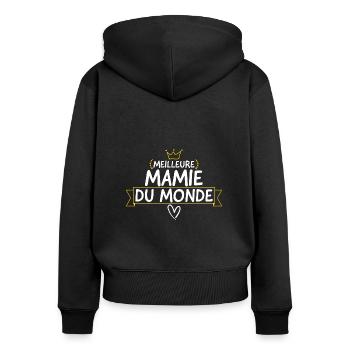 Meilleure mamie du monde. - Sweat à capuche zippé Premium bio Femme - noir - Dos - Julia (174cm)