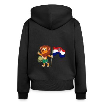 Lion avec le drapeau croate - Sweat à capuche zippé Premium bio Femme - noir - Dos - Julia (174cm)