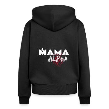 Mère alpha. Maman louve. Mama alpha - Sweat à capuche zippé Premium bio Femme - noir - Dos - Julia (174cm)