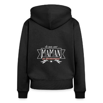 Je suis une maman qui déchire. - Sweat à capuche zippé Premium bio Femme - noir - Dos - Julia (174cm)