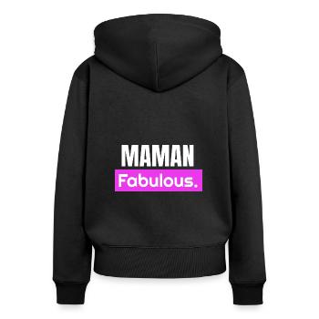 Maman fabulous. Maman fabuleuse. Fête des mères - Sweat à capuche zippé Premium bio Femme - noir - Dos - Julia (174cm)