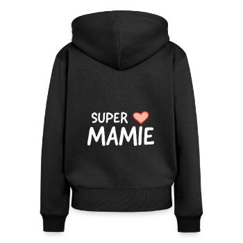 Super mamie - Sweat à capuche zippé Premium bio Femme - noir - Dos - Julia (174cm)
