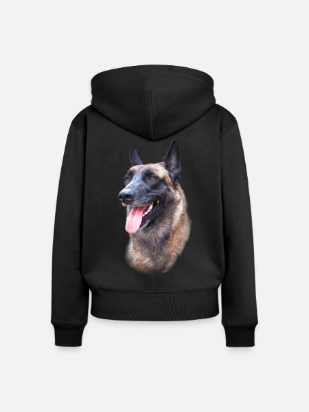 Malinois Hundekopf - Frauen Premium Bio Zip Hoodie - Schwarz