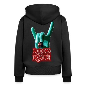 RockNRole V.1 - Sweat à capuche zippé Premium bio Femme - noir - Dos - Julia (174cm)