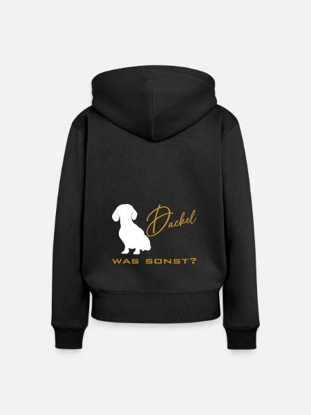Dackel was sonst - Dackelsilhouette - Frauen Premium Bio Zip Hoodie - Schwarz