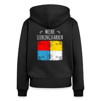 Mainzer Fastnacht Farben - Frauen Premium Bio Zip Hoodie - Schwarz - Hinten - Julia (174cm)
