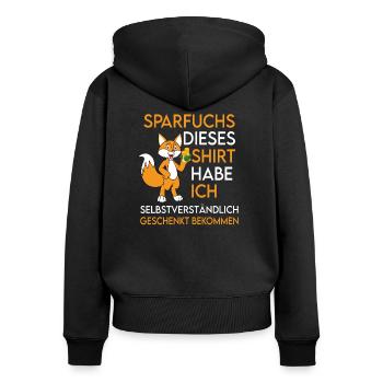 Sparfuchs Sparer lustig - Frauen Premium Bio Zip Hoodie - Schwarz - Hinten - Julia (174cm)