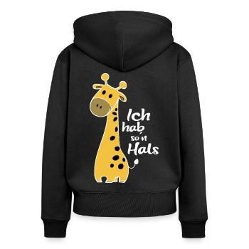 Giraffe Hals Tier Lustig Humor Spruch - Frauen Premium Bio Zip Hoodie - Schwarz - Hinten - Julia (174cm)