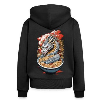 Ukiyo-E Retro Ramen Drache Tokyo Design - Frauen Premium Bio Zip Hoodie - Schwarz - Hinten - Julia (174cm)