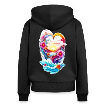 Love Heart - Frauen Premium Bio Zip Hoodie - Schwarz - Hinten - Julia (174cm)