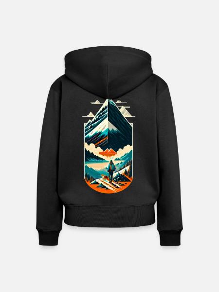 Wanderlust 01 - Frauen Premium Bio Zip Hoodie - Schwarz